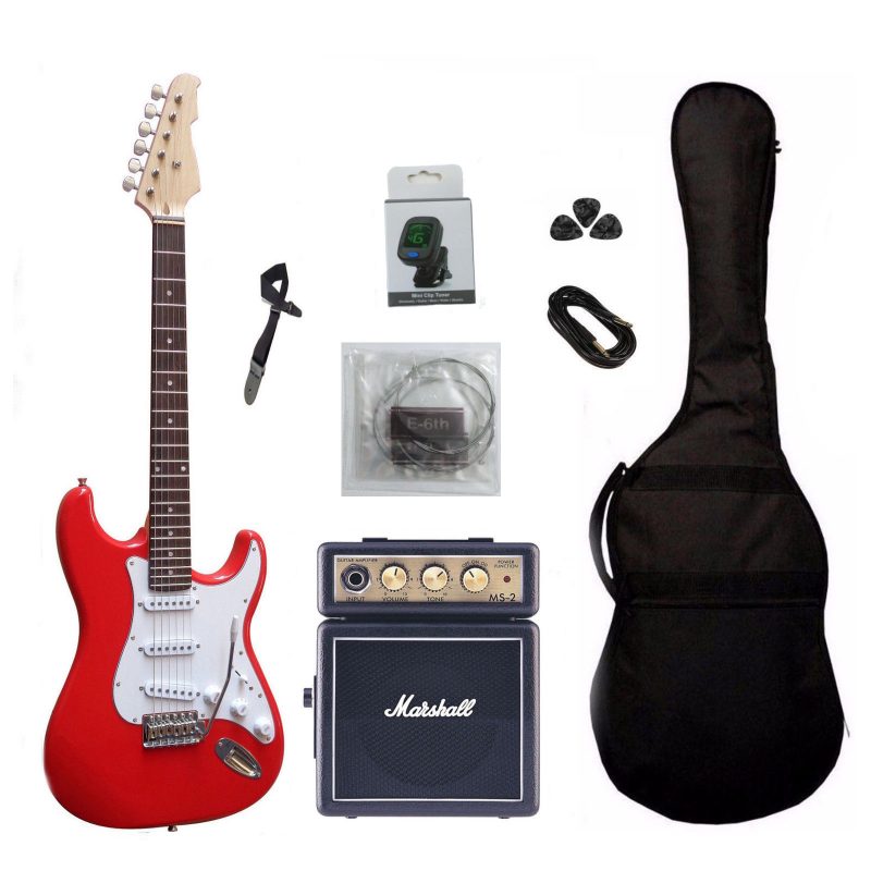 Stratocaster Red con Marshall MS-2 e Accessori