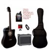 Chitarra Acustica SMT Nera Elettrificata Cutaway con Amplificatore e Accessori