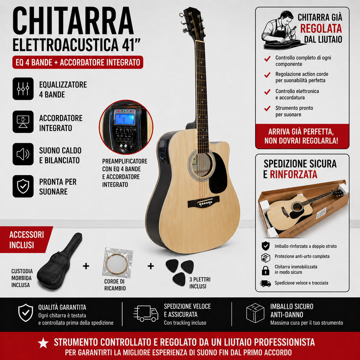 Chitarra Acustica Elettrificata Natural