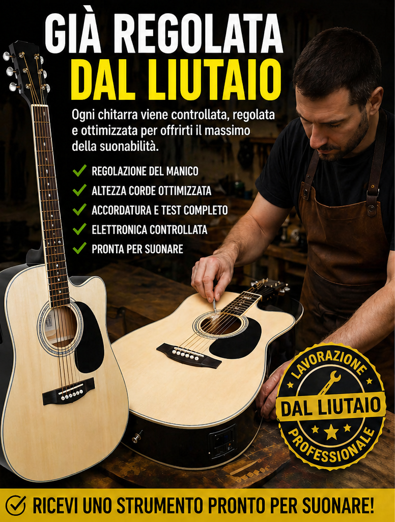 Chitarra Acustica Natural Elettrificata SMT Cutaway 41″con Accessori - immagine 4