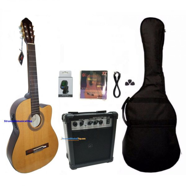 Chitarra Classica Cutaway Natural 44 Elettrificata con Amplificatore