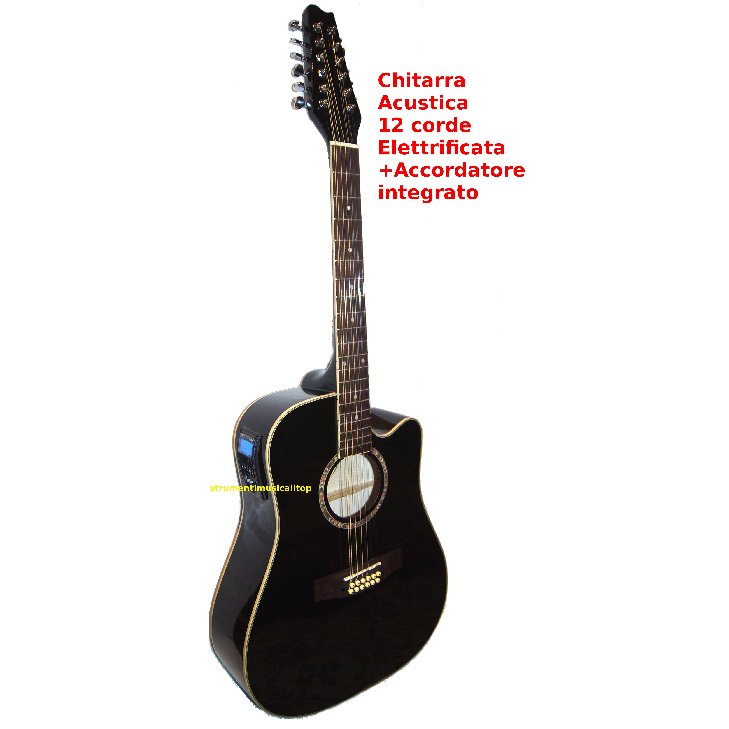 Chitarra Acustica 12 Corde Elettrificata 4b Accordatore Integrato Chitarra Acustica 12 Corde Elettrificata 4b Accordatore Integrato