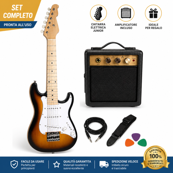 Chitarra elettrica Stratocaster Junior con Amplificatore e accessori