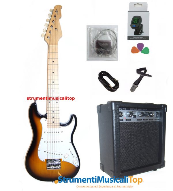 Chitarra Elettrica Stratocaster Junior con Amplificatore e Accessori