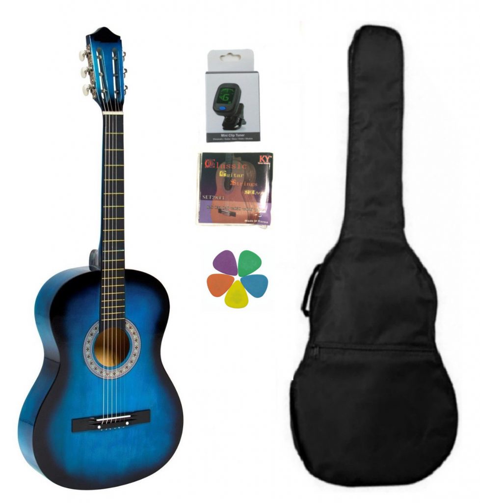 Chitarra Classica 3/4 Blu con Custodia e Accessori