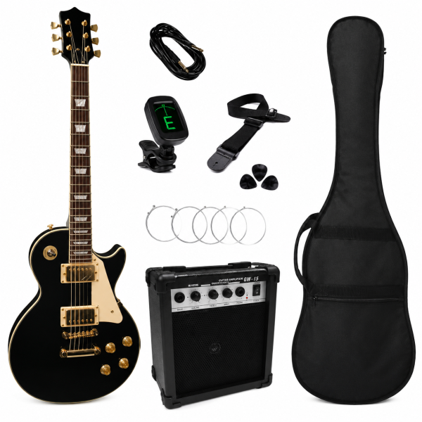 Les Paul Nero Vintage con Amplificatore e Accessori