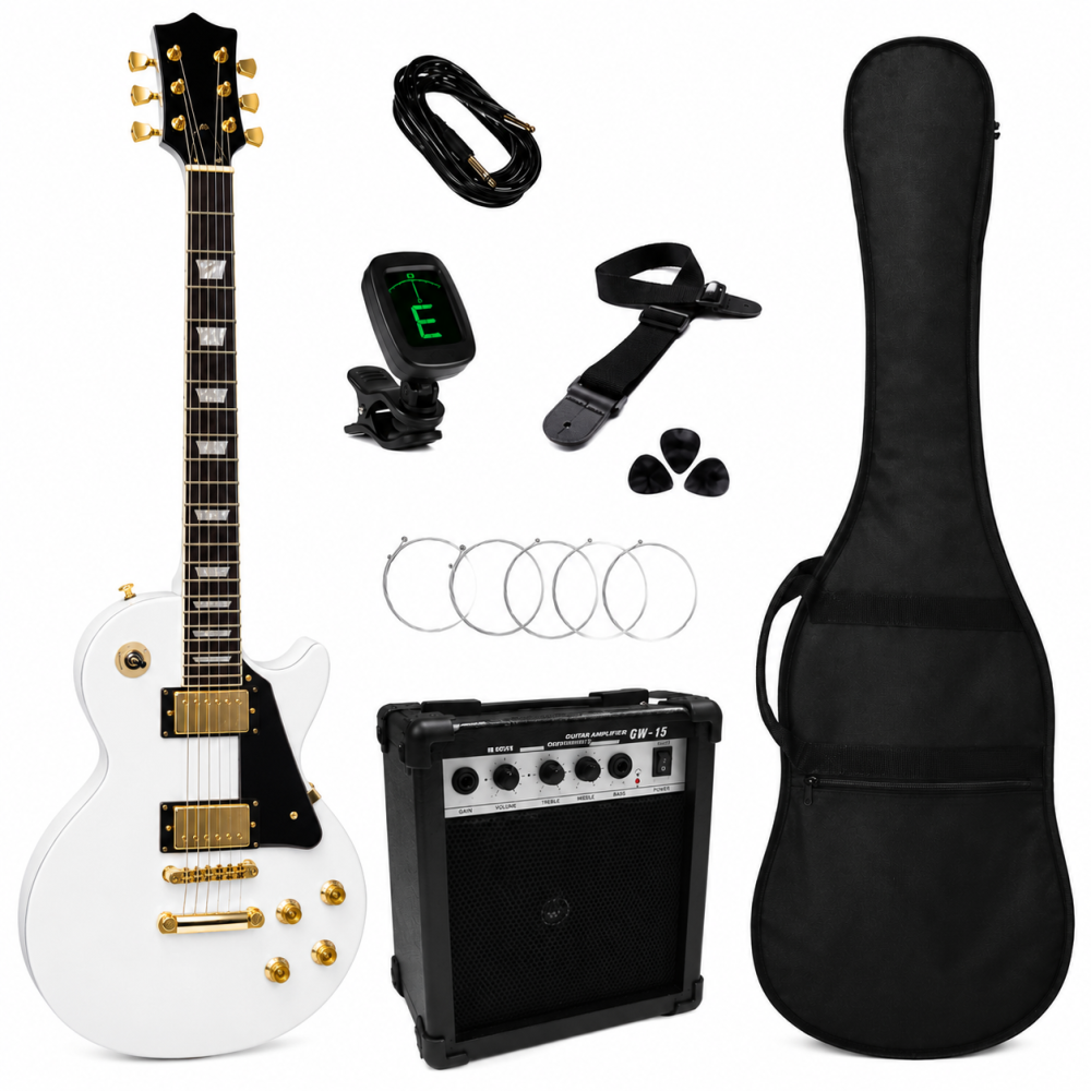 Les Paul Bianca Vintage con Amplificatore e Accessori