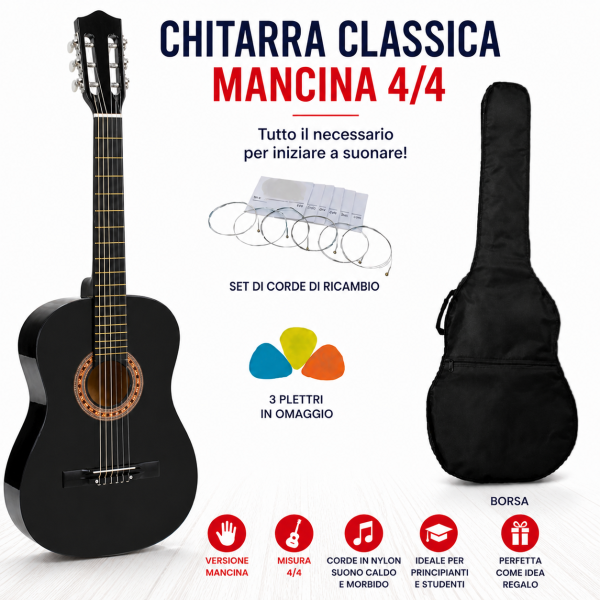 Chitarra classica Mancina 4/4 Nera