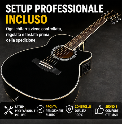 Chitarra Acustica Elettrificata 41″Nero 5B+Tuner - immagine 7