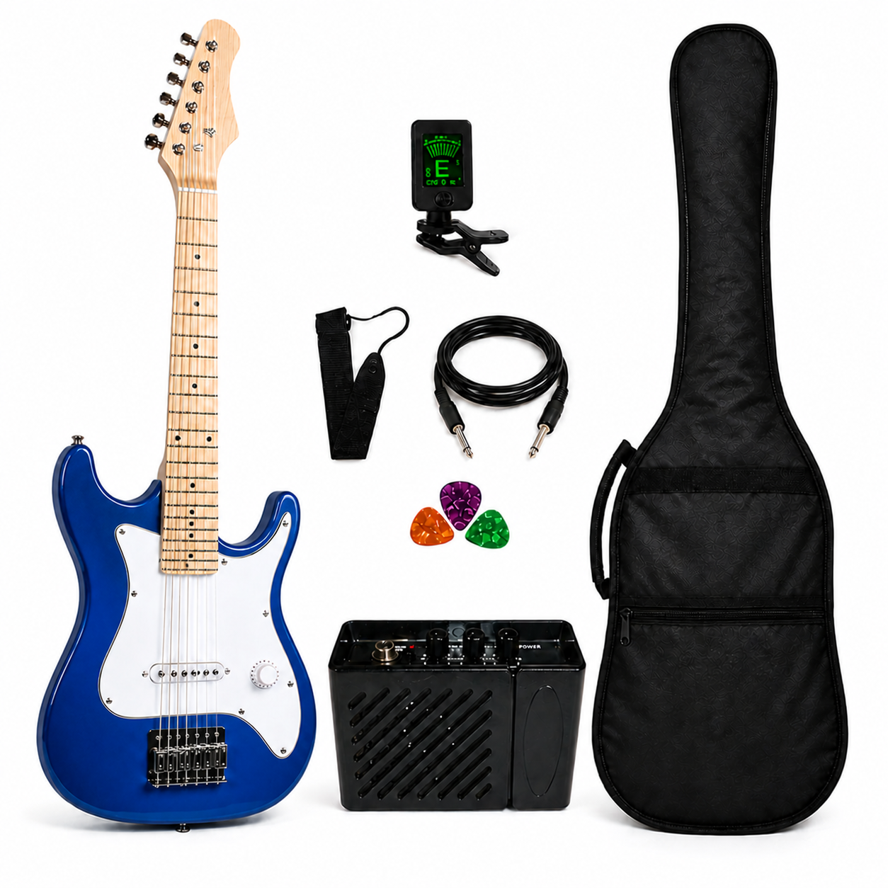 Chitarra Elettrica Junior Rock con Amplificatore e Accessori (Blu)