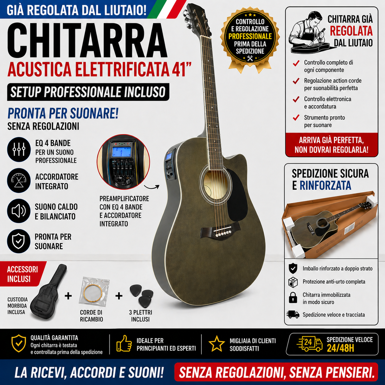 Chitarra Acustica Grey Elettrificata