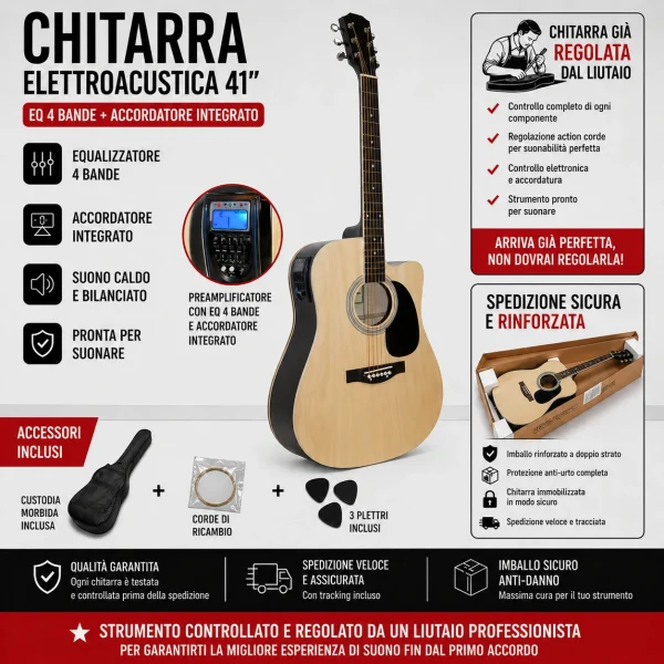 Chitarra Acustica Elettrificata Natural