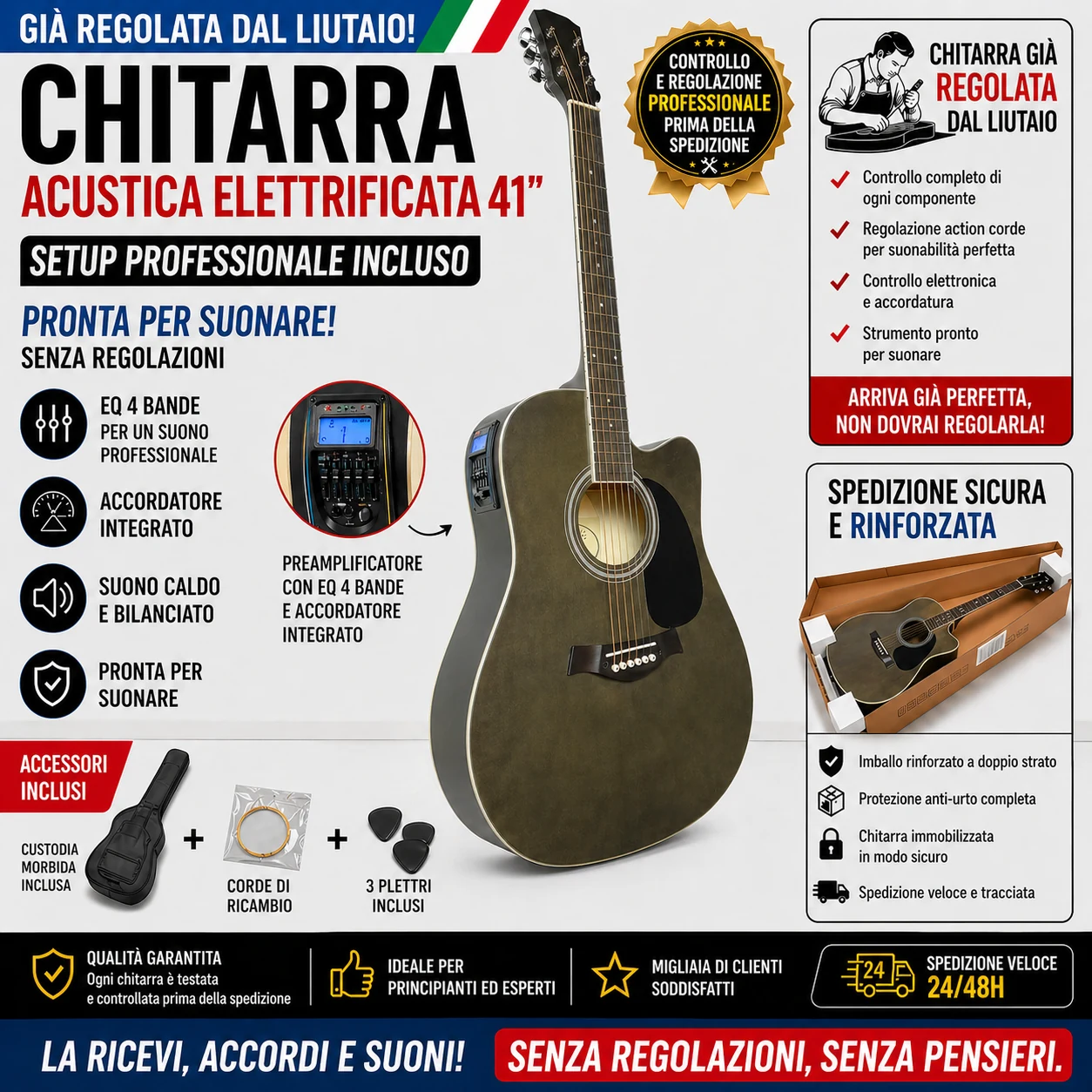 Chitarra Acustica Grey Elettrificata