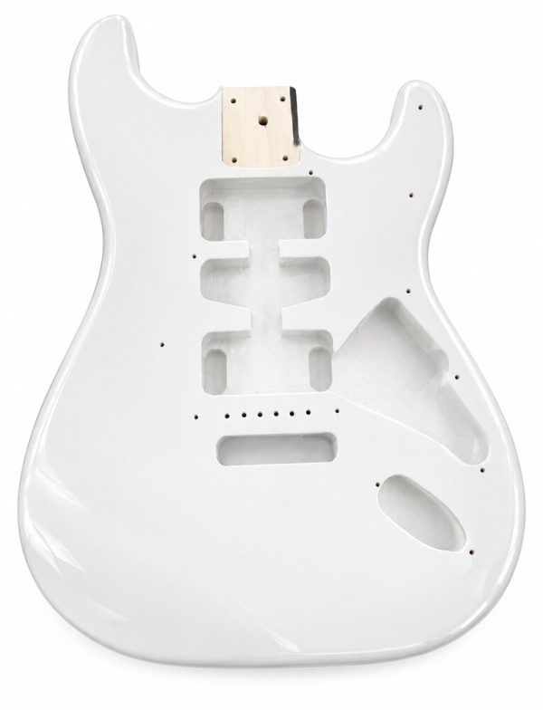 Corpo chitarra tipo Stratocaster bianco SMT in ontano, fronte – immagine illustrativa