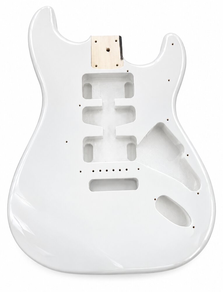 Corpo chitarra tipo Stratocaster bianco SMT in ontano, fronte – immagine illustrativa