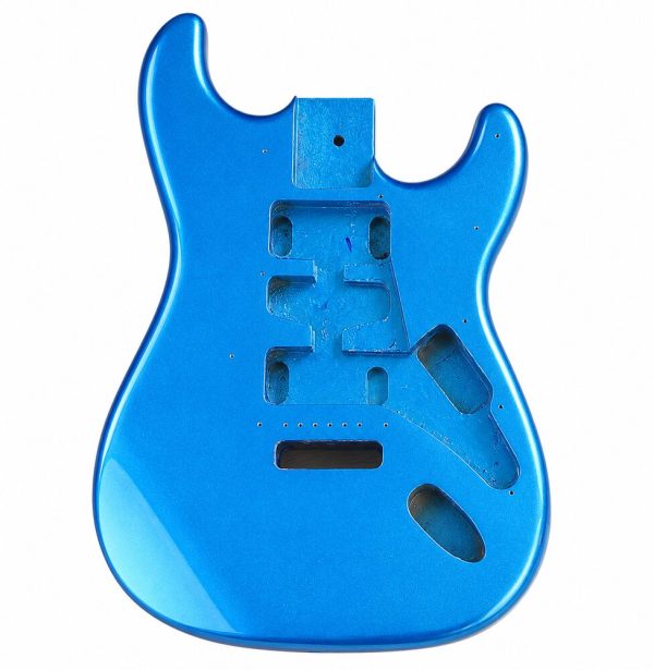 Corpo chitarra SMT tipo Stratocaster blu metallizzato, vista fronte