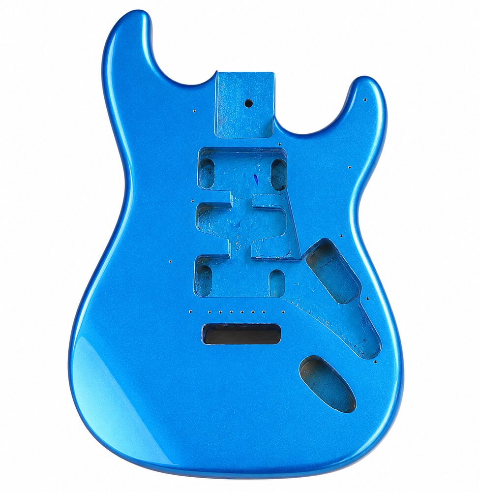Corpo chitarra SMT tipo Stratocaster blu metallizzato, vista fronte