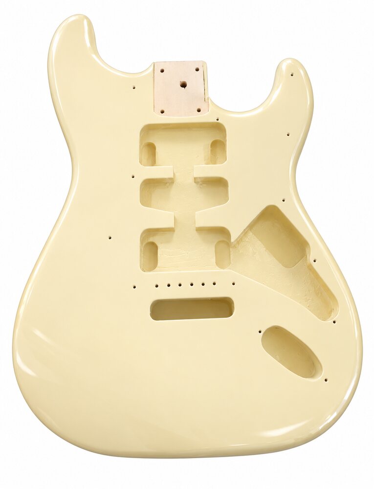 Corpo chitarra tipo Stratocaster crema SMT in ontano, fronte – immagine illustrativa