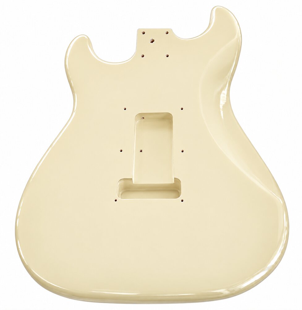 Corpo chitarra tipo Stratocaster crema SMT in ontano, retro – immagine illustrativa