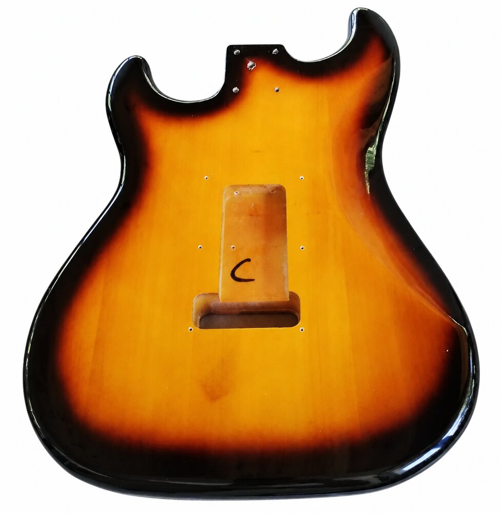 Corpo chitarra SMT tipo Stratocaster Sunburst in ontano massello – retro