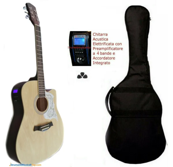 Chitarra Acustica Elettrificata Cutaway SMT 41″Natural con Accessori