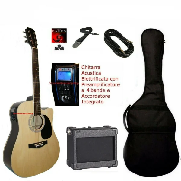 Chitarra Acustica SMT Elettrificata Natural Cutaway 41"NT con Amplificatore e Accessori