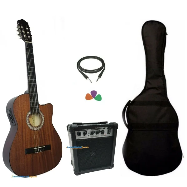 Chitarra Classica Cutaway 4/4 Mogano Elettrificata con Amplificatore