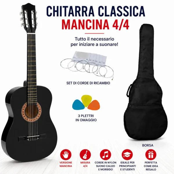Chitarra classica Mancina 4/4 Nera