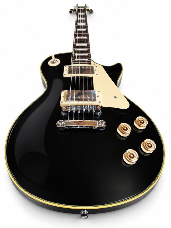 Dettaglio Weller SLP 500 BK chitarra elettrica nera con due humbucker, ponte Tune-O-Matic e controlli volume tono